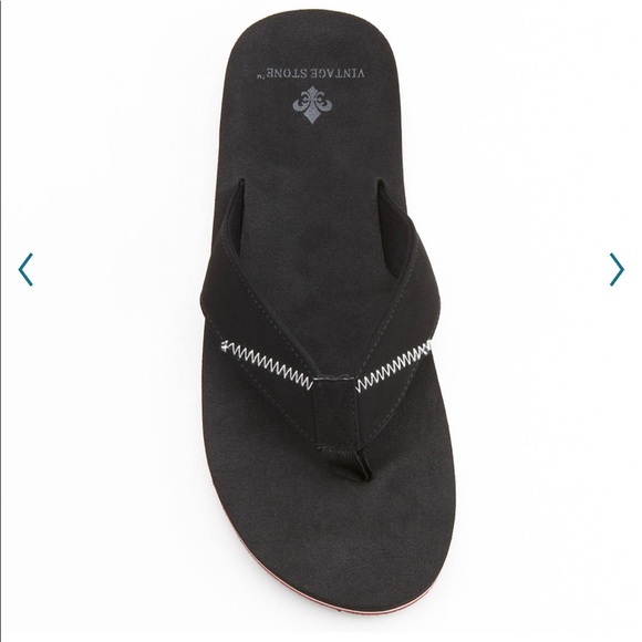 NEW VINTAGE STONE Sandal Flip Flops Black Large 10/11 Men’s - Picture 2 of 16